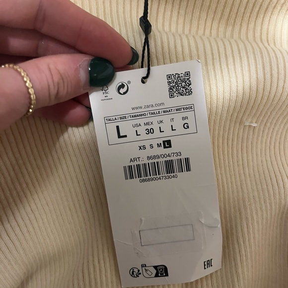 Zara Ribbed Tie Long Sleeve Top - Picture 5 of 5